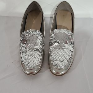 Silver Sequin Loafers
